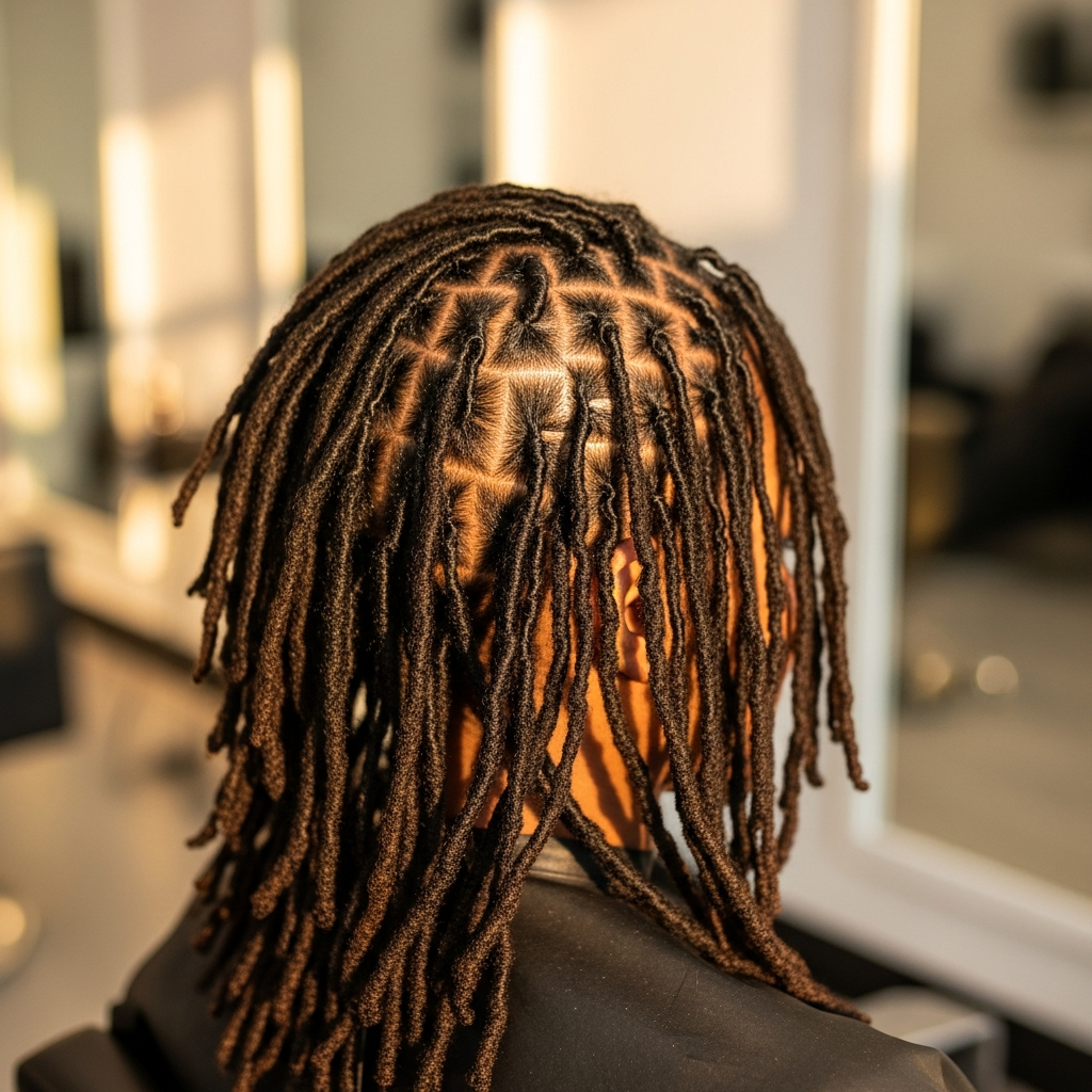 Freshly retwisted locs with healthy roots